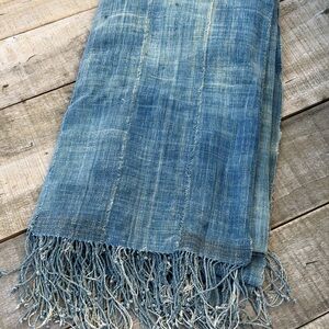 Vintage African Faded Indigo Denim Mossi Mudcloth 67”L x 39”W Textile | No. 136